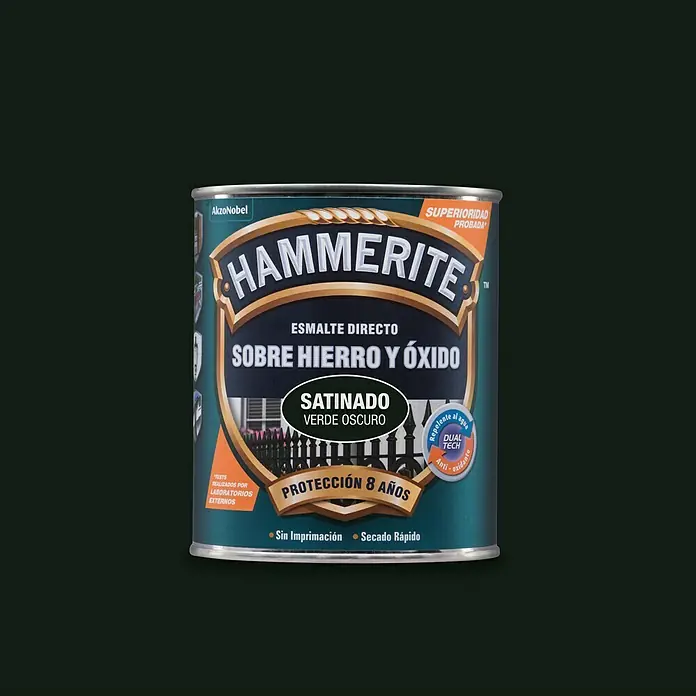 Hammerite Esmalte para metal Hierro y óxido - Verde oscuro, 750 ml, Satinado