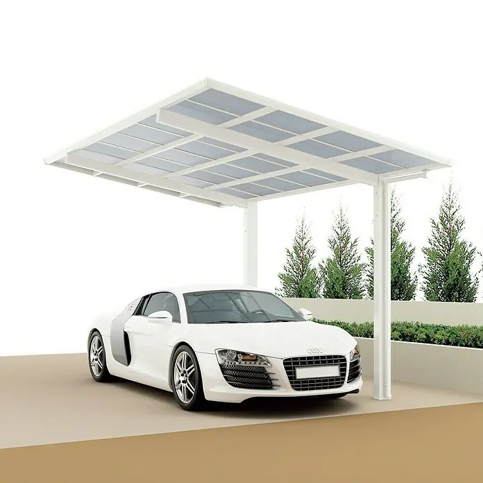 Ximax Carport LINEA 80 - 4,95 x 2,73 m, Einfahrtshöhe: 2,76 m, Weiß, Schneelast: 100 kg/m² - Linke Seitenansicht