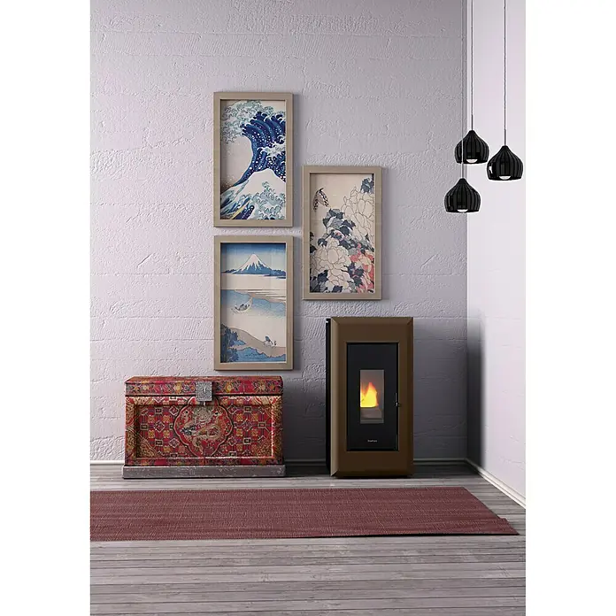 FreePoint Pelletofen Vega Airtight - 2,8 kW - 10,5 kW, Raumheizvermögen: 252 m³, Schwarz/Mokka
