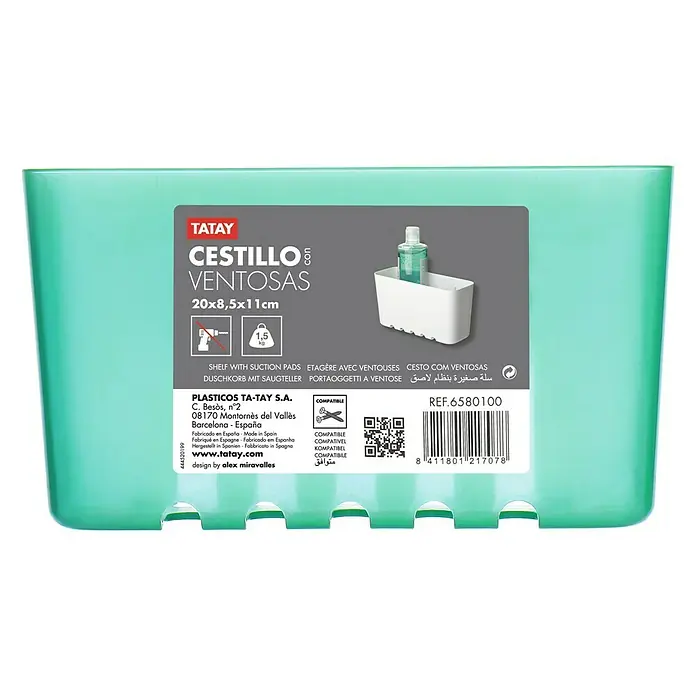 Tatay Cesta de baño Standard - 8,5 x 20 x 11 cm, Turquesa