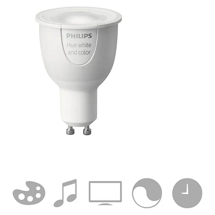 Philips Hue Bombilla LED - 6,5 W, GU10, RGBW, Temperatura de color ajustable, Intensidad regulable, 1 ud.