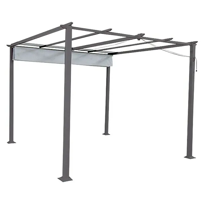 Sunfun Jakarta Pérgola con toldo corredero Jakarta II - 300 x 300 x 230 cm, Gris oscuro, Factor de protección: UV 50+