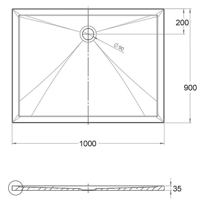Ottofond Duschwanne Faro - L x B: 100 x 90 cm, Verbundwerkstoff, Weiß