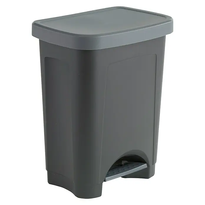 Cubo con pedal Step bin - 25 l, Negro/Gris, Cuadrado, Plástico