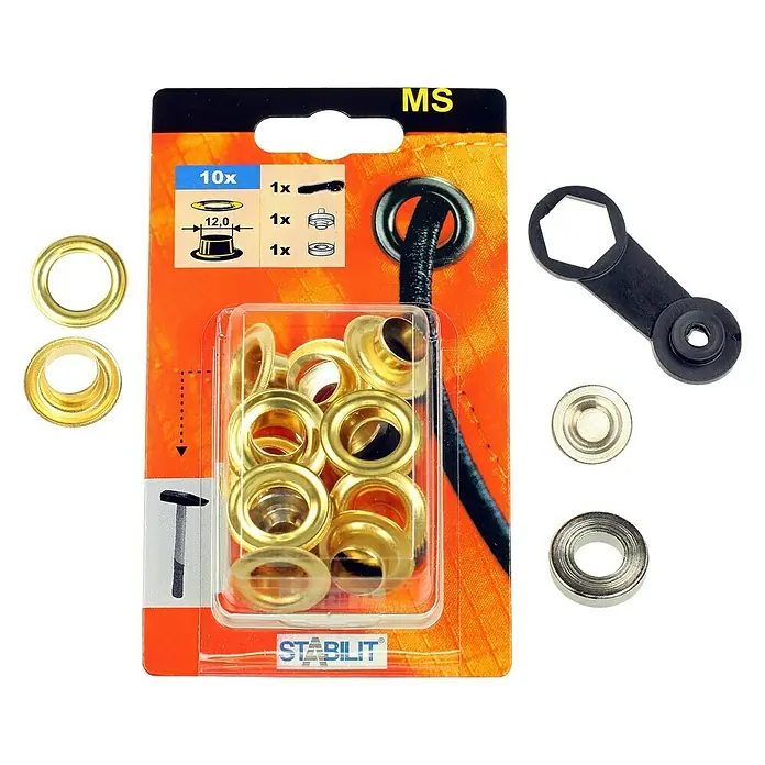Stabilit Öse - Durchmesser: 12 mm, Vermessingt, 10 Stk. - Draufsicht