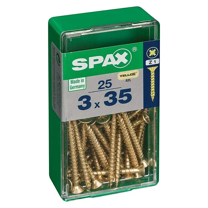 Spax - 3 x 35 mm, Puni navoj, 25 kom - Pogled s lijeve strane