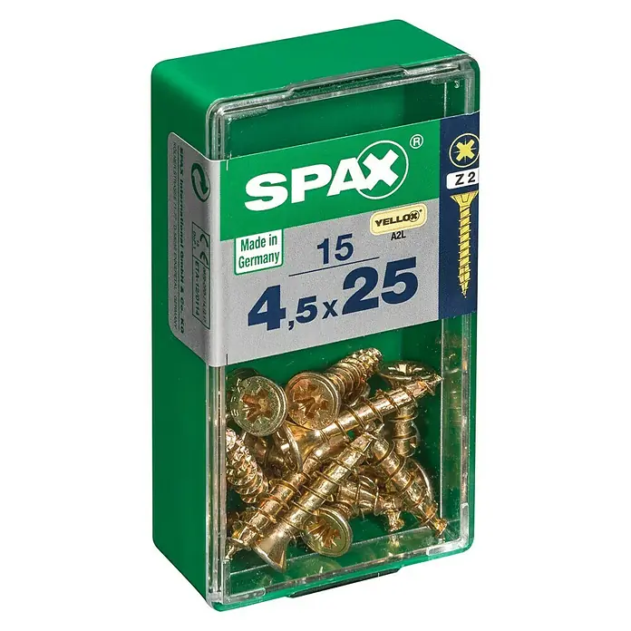 Spax Univerzalni vijak - 4,5 x 25 mm, Puni navoj, 15 kom - Pogled s lijeve strane