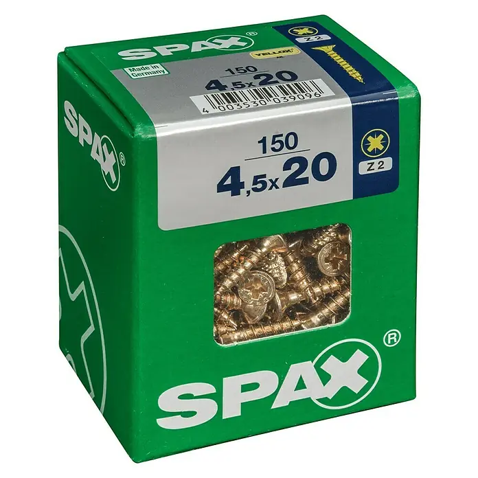 Spax Univerzalni vijak - 4,5 x 20 mm, Puni navoj, 150 kom - Pogled s lijeve strane