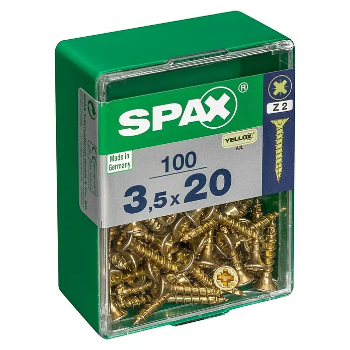 Spax Univerzalni vijak - 3,5 x 20 mm, Puni navoj, 100 kom - Pogled s lijeve strane