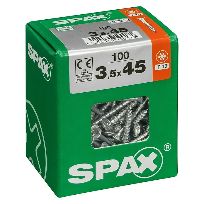 Spax Universalschraube T-Star plus - Ø x L: 3,5 x 45 mm, WIROX Oberfläche, T-Star plus, 100 Stk. - Linke Seitenansicht