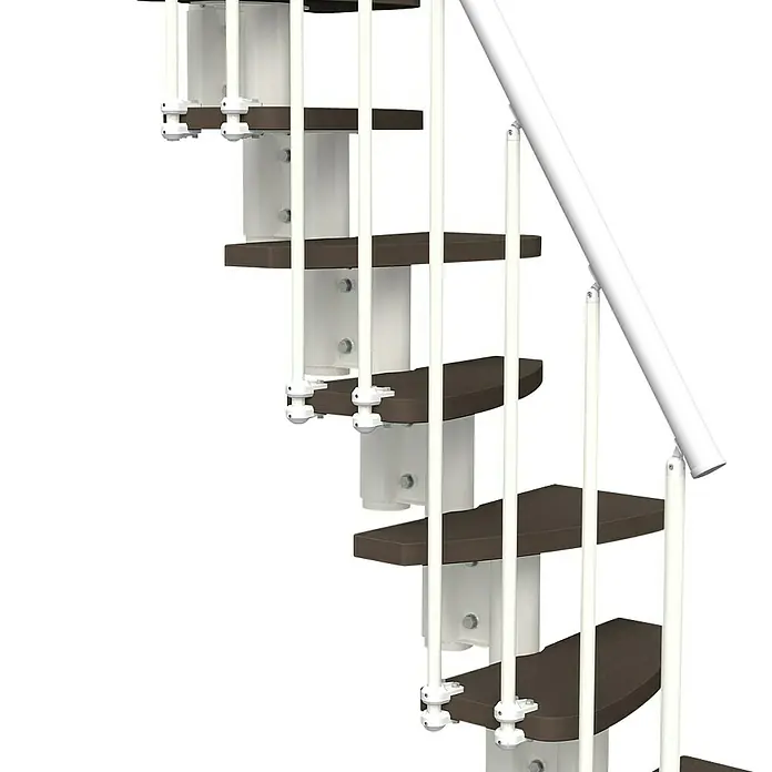 Fontanot Raumspartreppe Zen 2 - Breite: 61 cm, Weiß, Anzahl Steigungen: 13 Stk., Farbe Stufen: Birke Ulme Dunkel, Geschosshöhe: 250 cm - 304 cm - Linke Seitenansicht