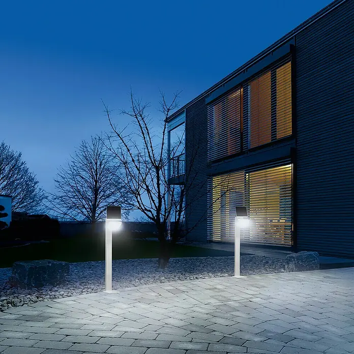 Steinel XSolar [SI] Sensor-LED-Außenwegeleuchte [SI] GL-S - 1,2 W, Srebrne barve, Višina: 117,8 cm - Zračna perspektiva