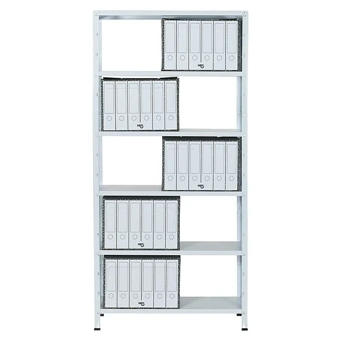 Regalux Aktenregal Office 100 - 30 x 100 x 209 cm, Traglast: 60 kg/Boden, Weiß