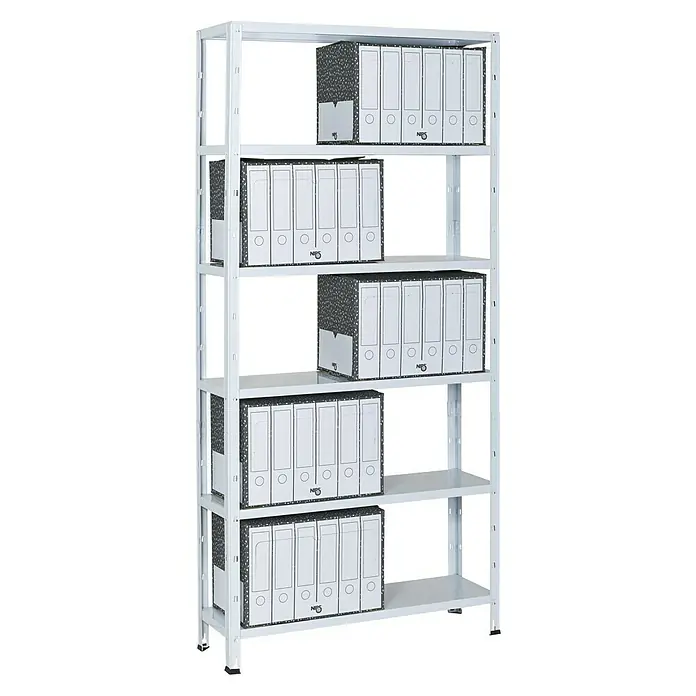 Regalux Aktenregal Office 100 - 30 x 100 x 209 cm, Traglast: 60 kg/Boden, Weiß