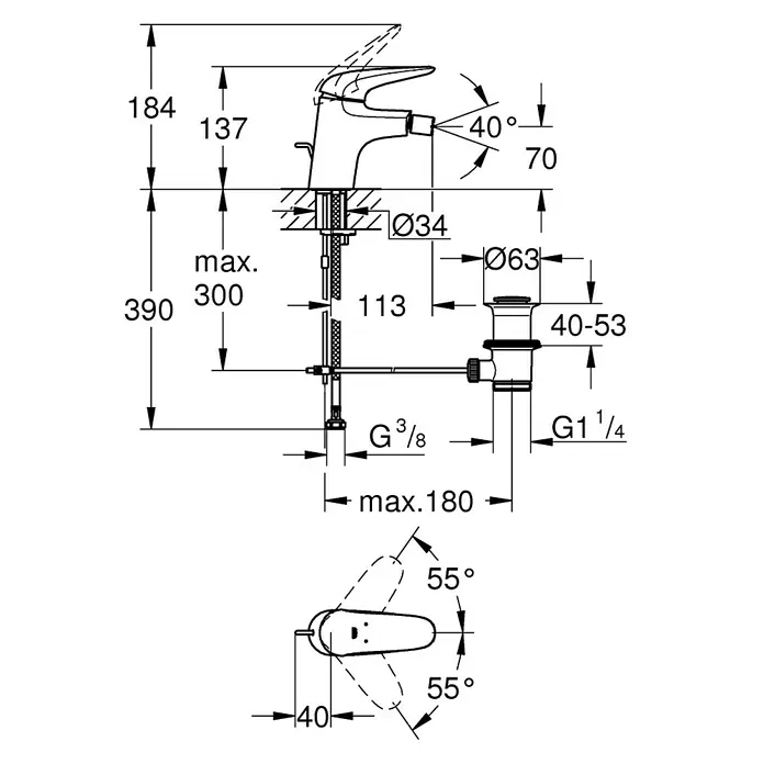 Grohe Eurostyle Solid Bidetarmatur S-Size - Weiß
