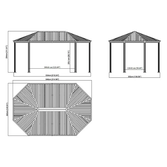 Sojag Pavillon Komodo 12 x 18 - 363 x 546 x 284 cm, Anthrazit - Detailaufnahme