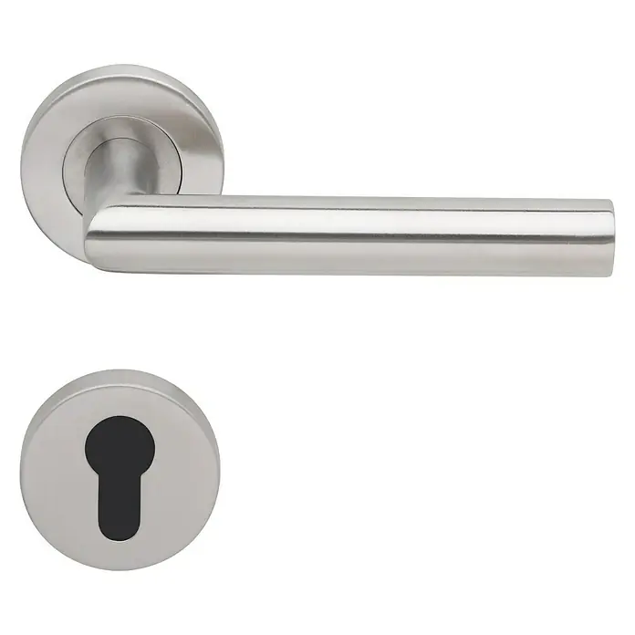 Diamond Doors Modern Schutzbeschlag warrior L-Form - Nebentüren, Farbe: Edelstahl, Türstärke: 35 mm - 45 mm, Knopf außen, Drücker innen, DIN 18257 ES 0