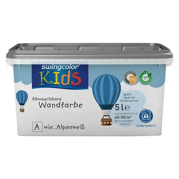 swingcolor KIDS Wandfarbe - Alpenweiß, 5 l, Matt, Konservierungsmittelfrei