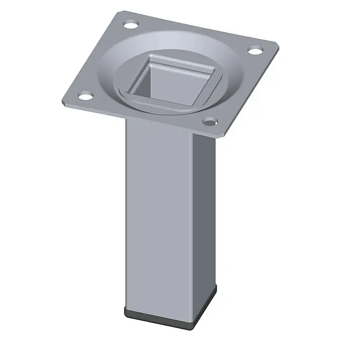 Element System Četverokutno čelično postolje - 25 x 25 x 100 mm, Nosivost: 30 kg, Boja: Krom - Pogled sprijeda