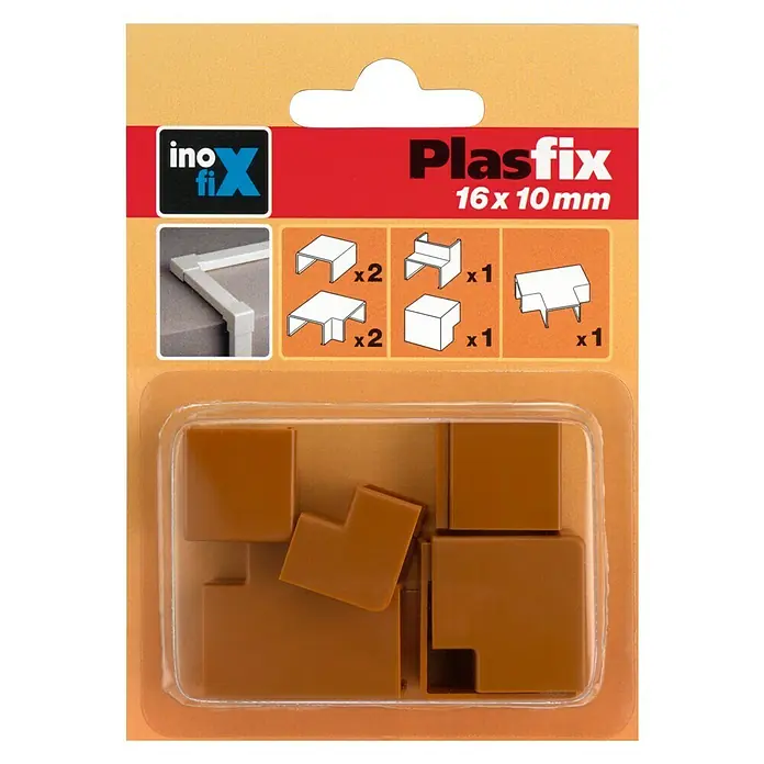 Inofix Plasfix Kit de accesorios para canaleta - Cerezo, An x Al: 1,6 x 1 cm, 7 ud.