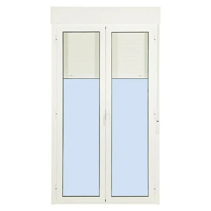 Solid Elements Balconera practicable de aluminio - 150 x 220 cm, Derecha, Blanco, Con persiana