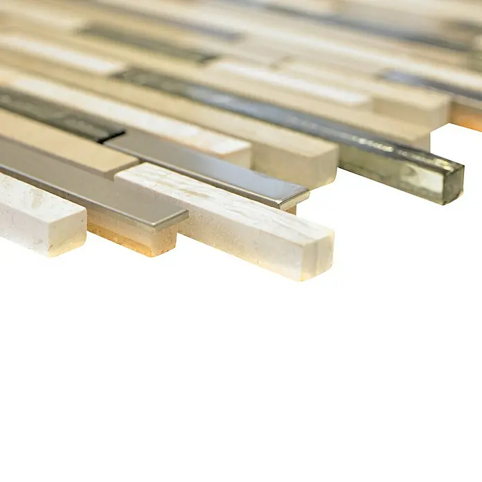 Mosaikfliese Verbund Crystal Mix XNM SV85 - 28,6 x 29,8 cm, Weiß/Beige, Glänzend - Detailaufnahme