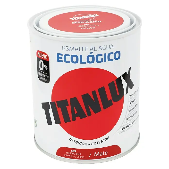 Titanlux Esmalte de color Eco - Rojo China, 750 ml, Mate