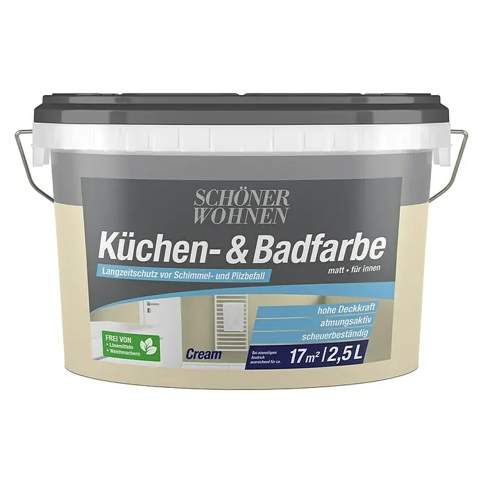 SCHÖNER WOHNEN-Farbe Bad- & Küchenfarbe - Cream, 2,5 l, Matt - Vorderansicht