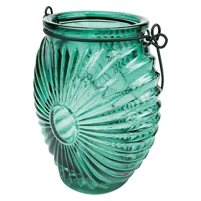 Windlicht - 9,7 x 3 x 12 cm, Glas, Dekor: Gerillt