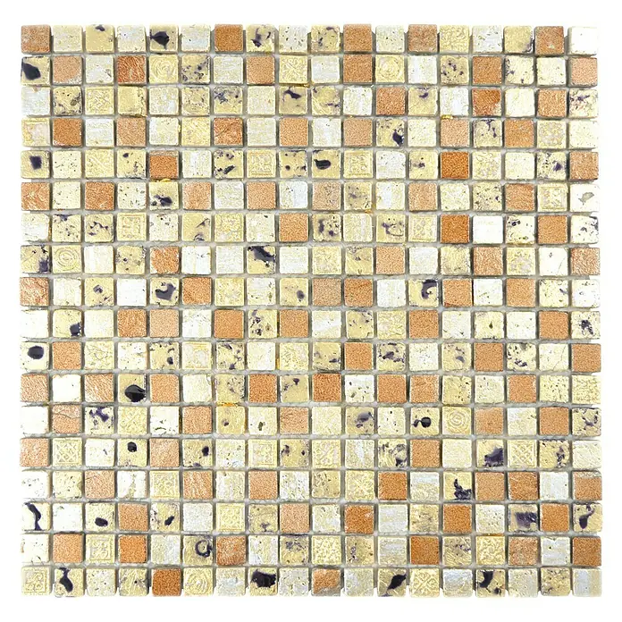 Mosaikfliese Quadrat XAM 57 - 30 x 30 cm, Gold/Bronze, Glänzend - Ansicht von oben