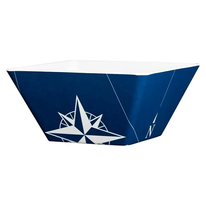 Marine Business Northwind Plato sopa - 6 uds., Plástico, Blanco, Azul, Cuadrado