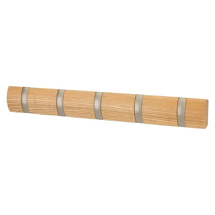 Umbra Garderobenleiste Flip - L x B x H: 51 x 2,5 x 7,6 cm, Anzahl Haken: 5 Stk., Natur - Vorderansicht