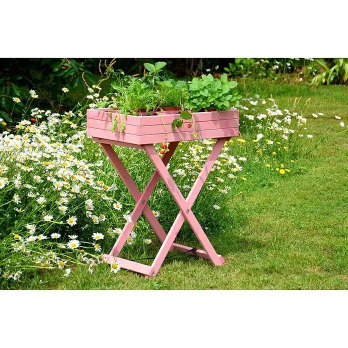 Dobar Kräuterhochbeet - 58 x 38 x 75 cm, Holz, Rosa - Stimmungsaufnahme