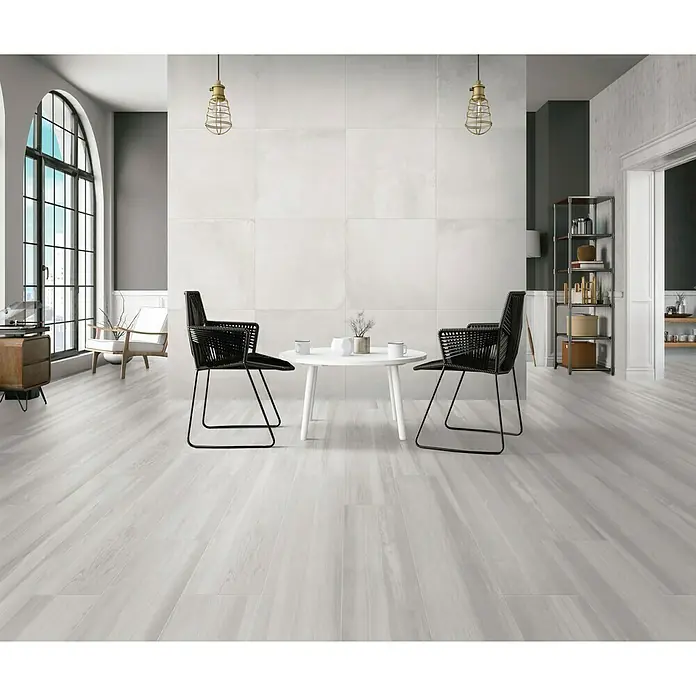 Pavimento porcelánico Merlin - 23 x 120 cm, Gris, Estilo madera