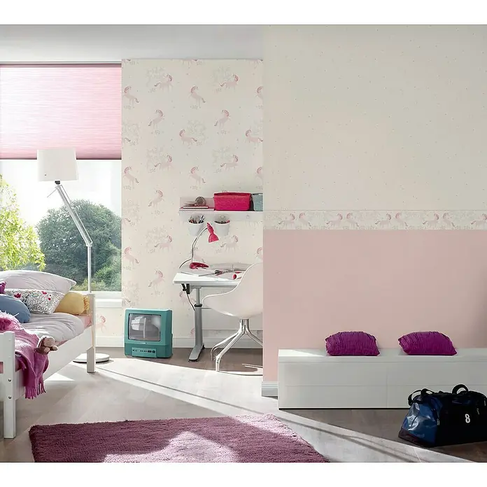 AS Creation Boys And Girls 6 Vliestapete Einhorn - Gelb/Rosa, Motiv, 10,05 x 0,53 m - Stimmungsaufnahme