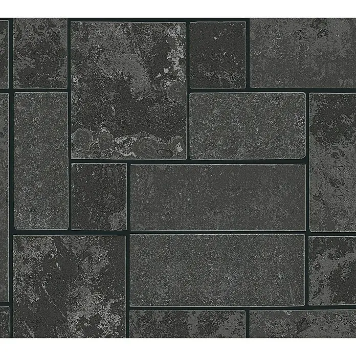 AS Creation Il Decoro Strukturtapete Fliese - Schwarz, Fliesenoptik, Reliefstruktur, 10,05 x 0,53 m - Detailaufnahme