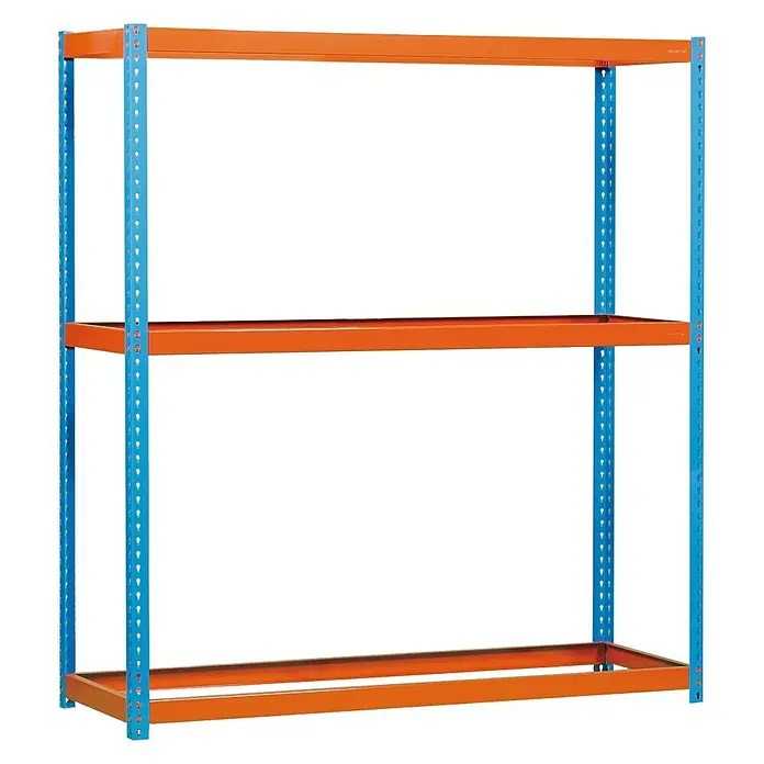 Simonrack Ecoforte Estructura de estantería - L x An x Al: 60 x 120 x 200 cm, Capacidad de carga: 400 kg/balda, Número de baldas: 3 ud., Azul/Naranja