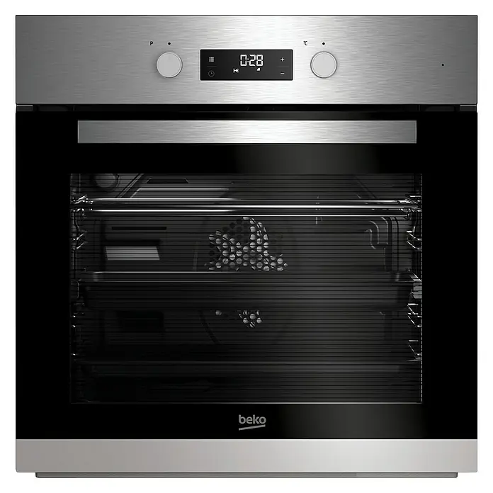 Beko Set de horno empotrado BSE22341X - Horno: 6 tipos de calentamiento, Zona de cocción: 3 zonas de cocción, Acero inoxidable/Negro
