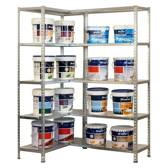 Simonrack Simonclick Estantería metálica Simoncorner - L x An x Al: 30 x 90 x 180 cm, Capacidad de carga: 80 kg/balda, Número de baldas: 10 ud., Tipo de montaje: Inserción, Galvanizado