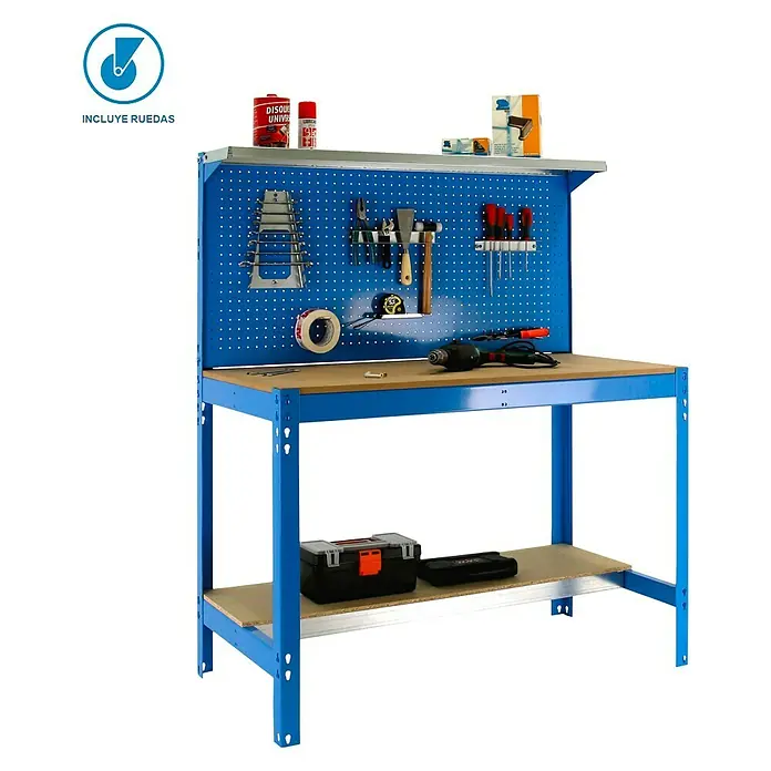 Simonrack Simonwork Banco de trabajo BT3 Mobile - L x An x Al: 61 x 151 x 144,5 cm, Capacidad de carga: 280 kg, Azul