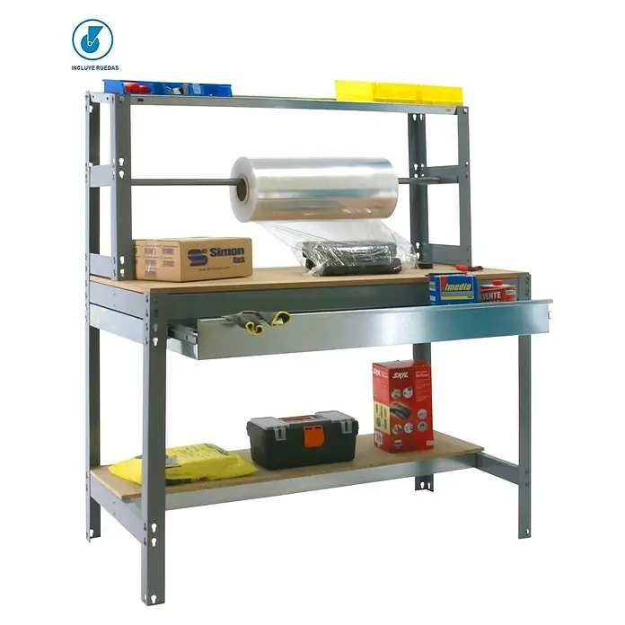 Simonrack Simonwork Banco de trabajo BT4 Box Mobile - L x An x Al: 76 x 151 x 144,5 cm, Capacidad de carga: 120 kg, Gris