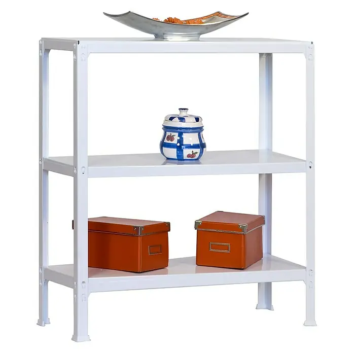 Simonrack Homeclick Metallregal Home Click Plus - L x B x H: 30 x 100 x 90 cm, Traglast: 150 kg/Boden, Anzahl Böden: 3 Stk., Stecken, Weiß - Vorderansicht