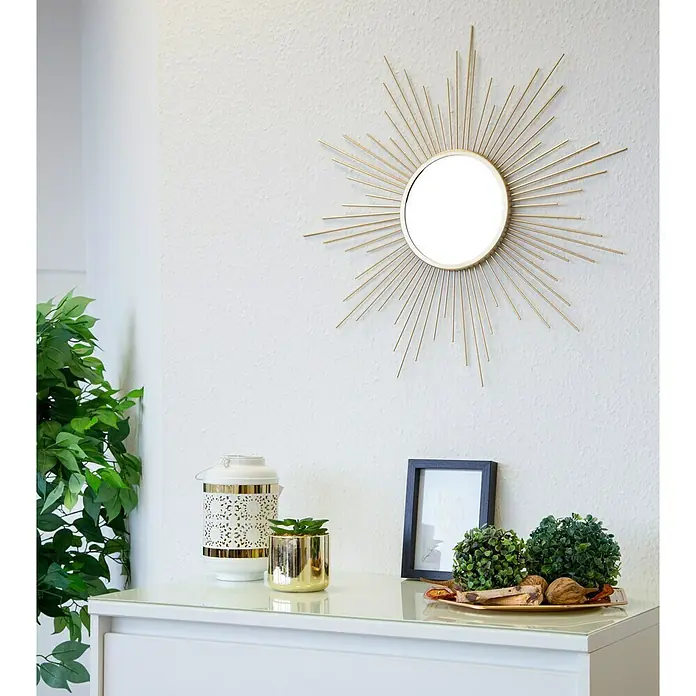 Wandspiegel Sun - Durchmesser: 60 cm, Gold, Metall - Stimmungsaufnahme