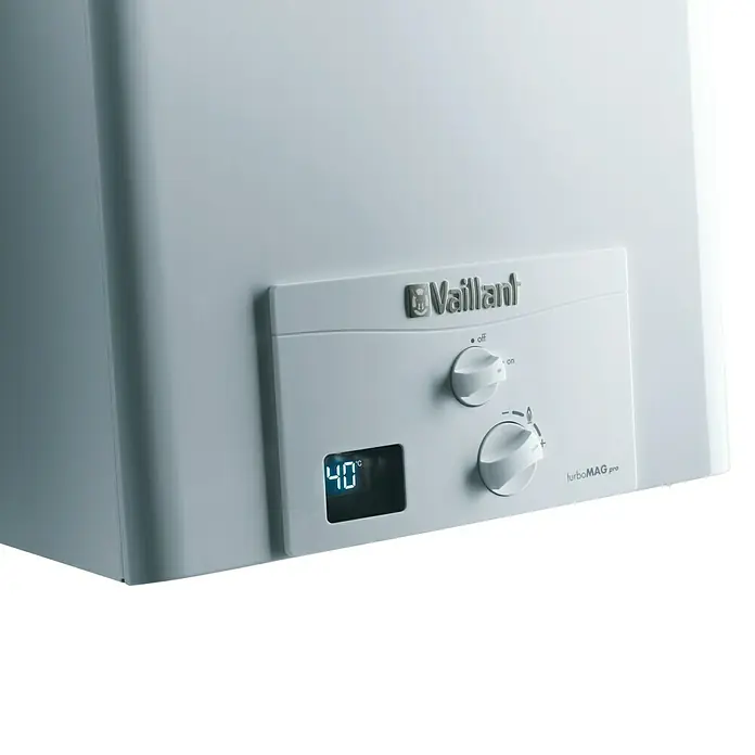 Vaillant Calentador estanco turboMAG pro bajo NOx 145/1 3R + Kit evacuación - Rendimiento calorífico: 27 kW, Caudal de agua: 14 l/min, Gas natural