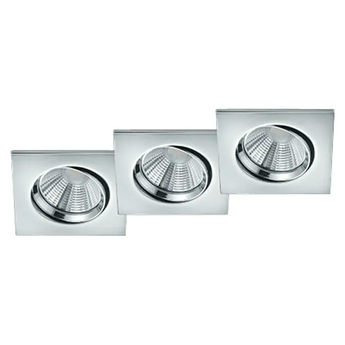 Trio Lighting Set de focos LED empotrables Pamir cuadrado - 3 × 5,5 W, Color de luz: Blanco cálido, L x An x Al: 8,5 x 8,5 x 5,4 cm, Cromo