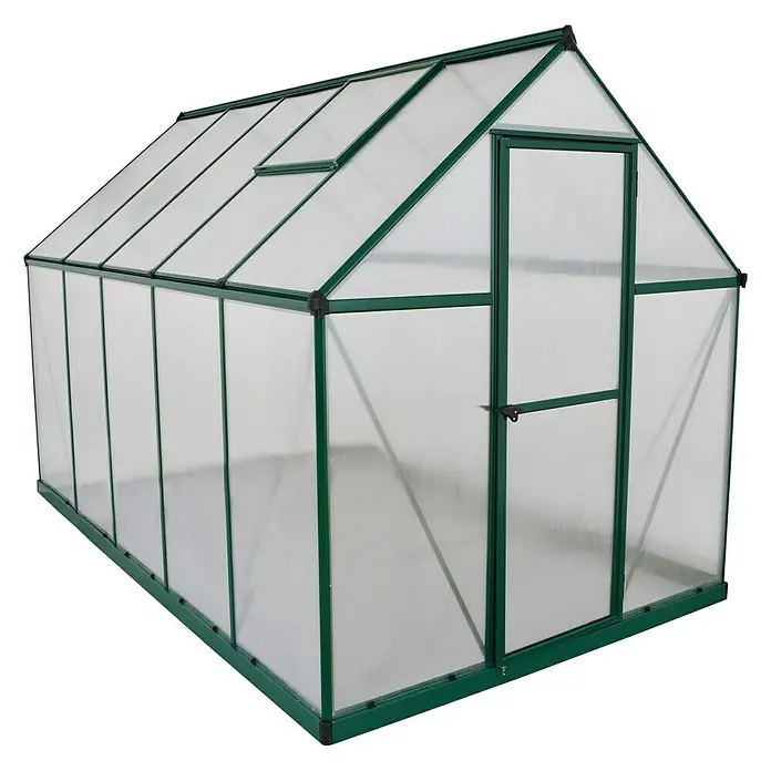 Palram – Canopia Gewächshaus Mythos 6 x 10 - 306 x 185 cm, Grün/Transparent - Linke Seitenansicht