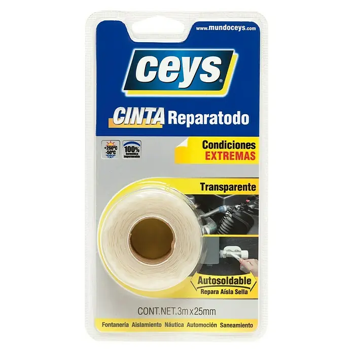 Ceys Cinta adhesiva universal Reparatodo - Transparente, 3 m x 25 mm