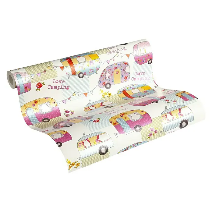 AS Creation Boys And Girls 6 Papiertapete I love camping - Bunt, Motiv, 10,05 x 0,53 m - Ansicht von oben