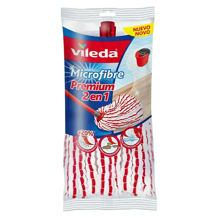 Vileda Fregona de repuesto Microfibra Premium 2 en 1 - Forma: Rectangular