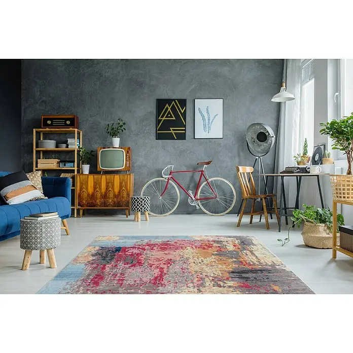 Kayoom Kurzflorteppich Antigua - Bunt, 170 x 120 cm, 100 % Polyester - Stimmungsaufnahme